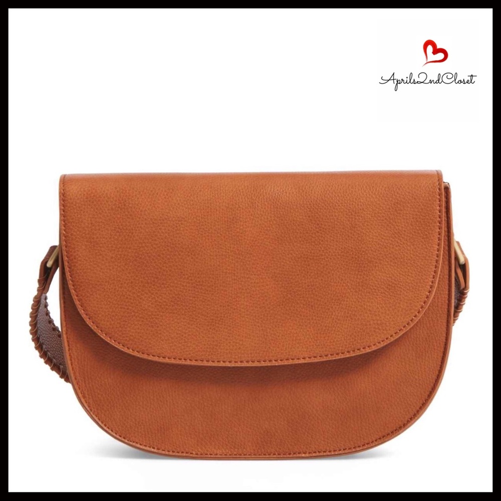 TAN VEGAN LEATHER SADDLE SHOULDER BAG A2C - Picture 2 of 6